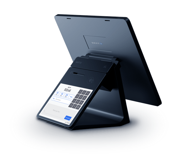 Shift4 Dine restaurant POS solution with digital menu display- rear view Shift4 Dine restaurant POS solution with digital menu display- rear view
