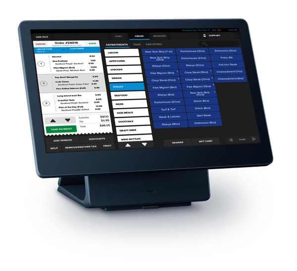Touchscreen POS system for restaurants – front view Touchscreen POS system for restaurants – front view