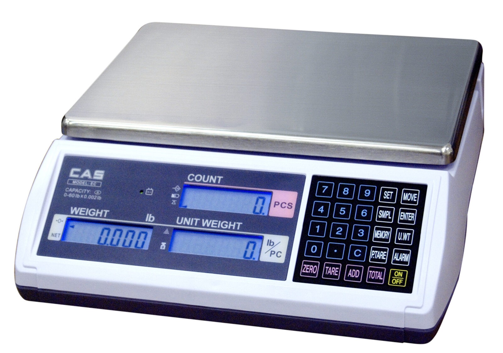 Commercial food scale with numeric keypad – angled top view Commercial food scale with numeric keypad – angled top view