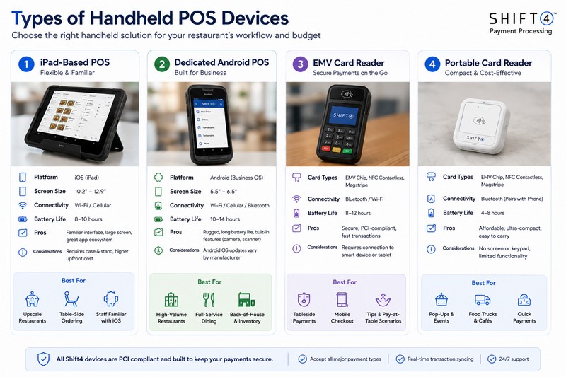 Mobile POS terminal types infographic Mobile POS terminal types infographic