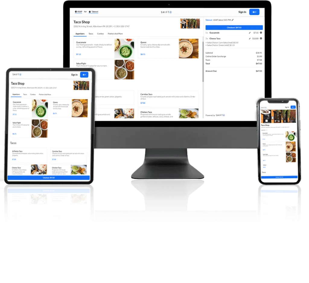 Restaurant website with a mobile-friendly online menu and ordering actions